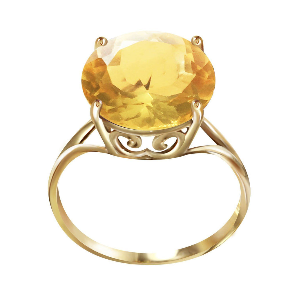 14K Rose Gold Ring Natural 12 mm Round Citrine Certified