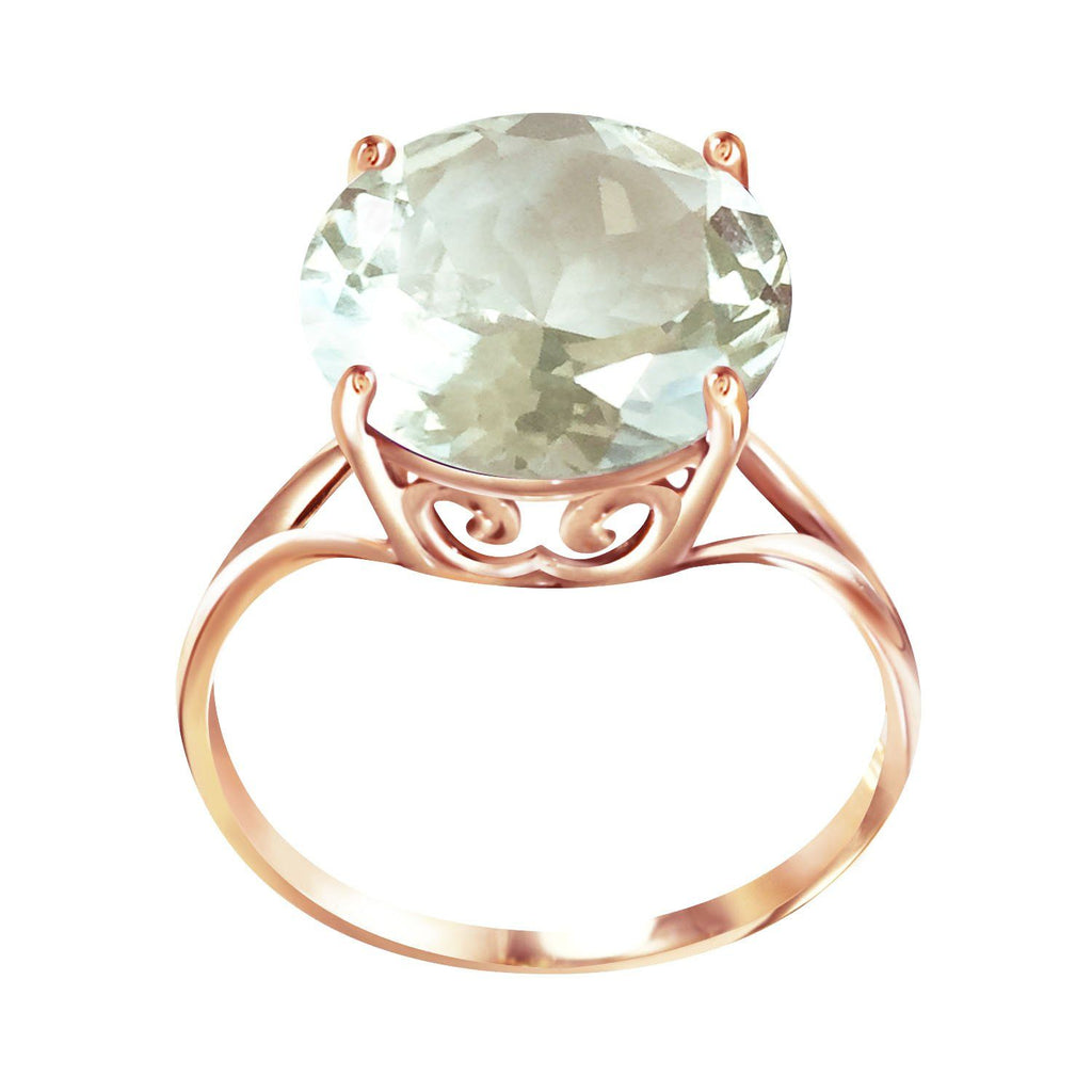 14K Rose Gold Ring Natural 12 mm Round Green Amethyst Gemstone