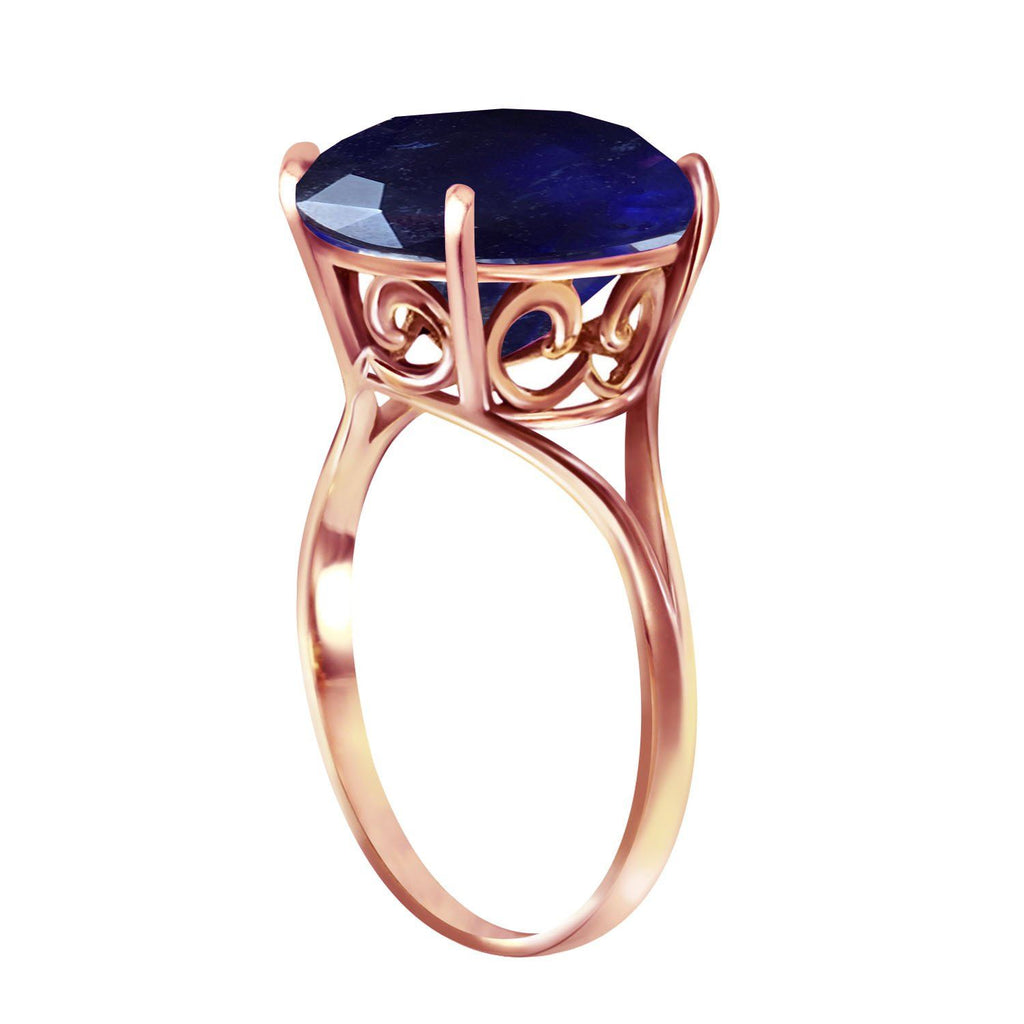 14K Rose Gold Ring Natural 12 mm Round Sapphire Certified