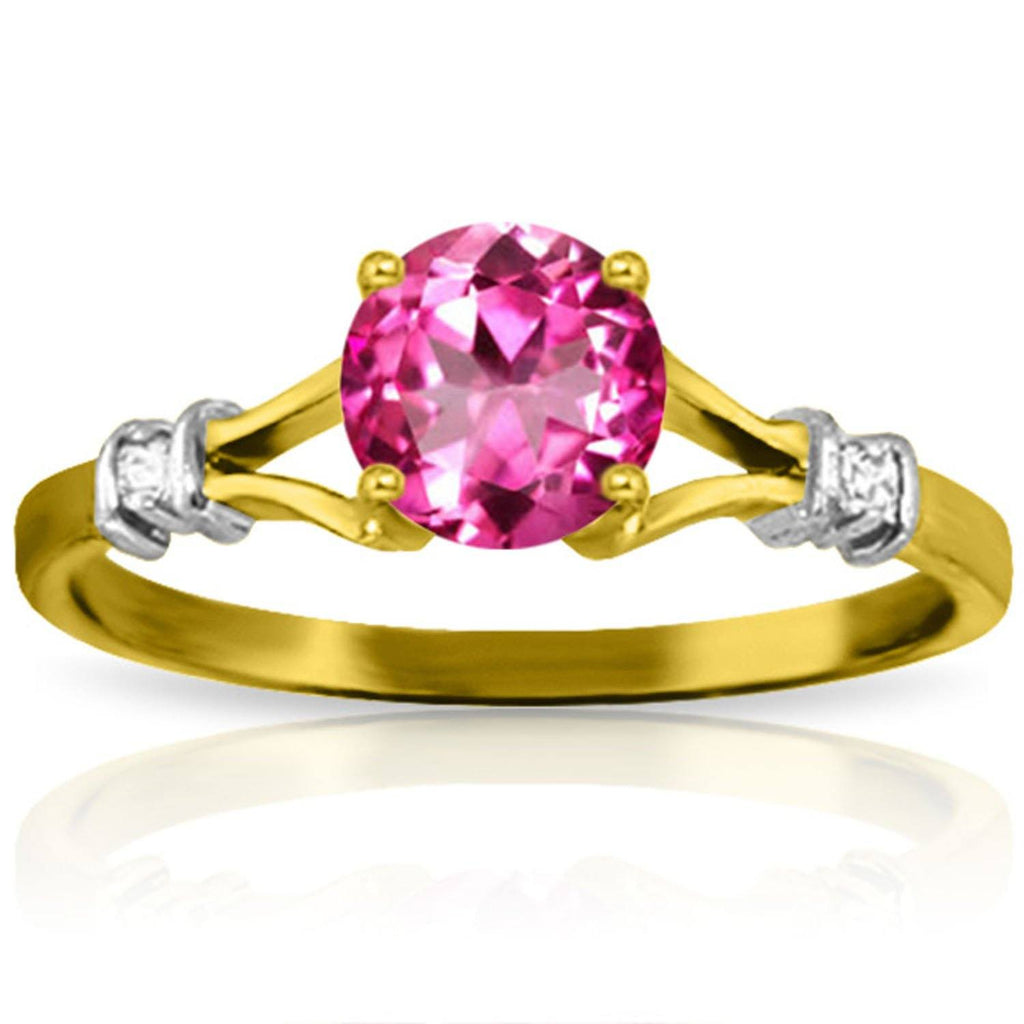 14K Rose Gold Ring Natural Diamond & Pink Topaz Certified