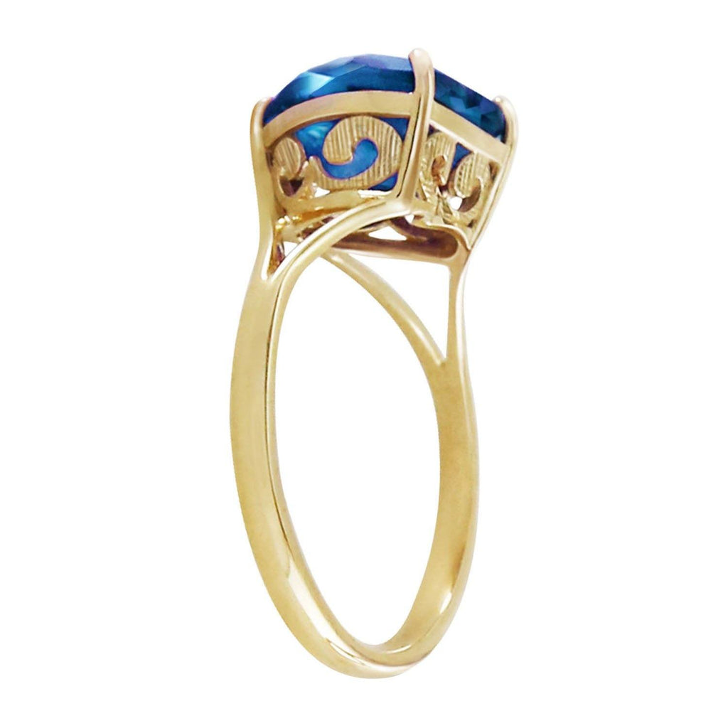 14K Rose Gold Ring w/ Natural 10.0 mm Heart Blue Topaz