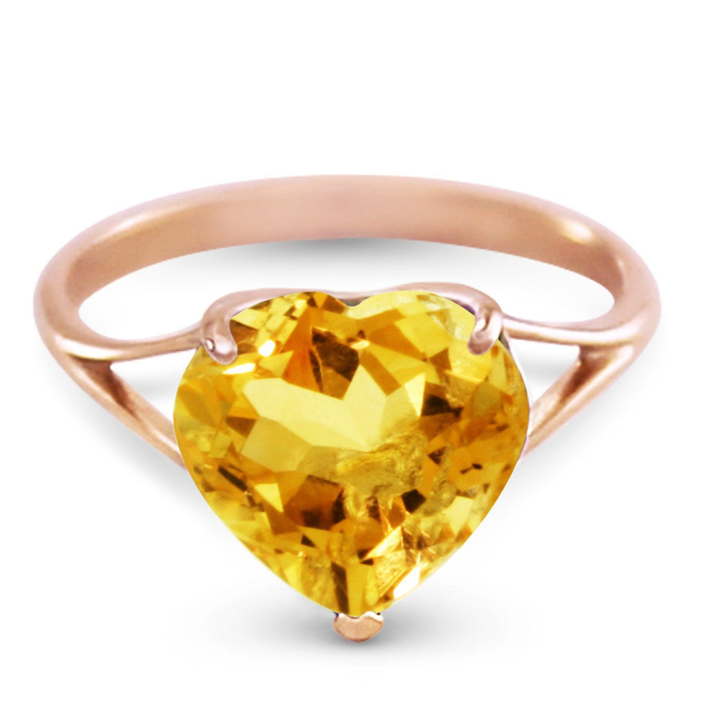 14K Rose Gold Ring w/ Natural 10.0 mm Heart Citrine