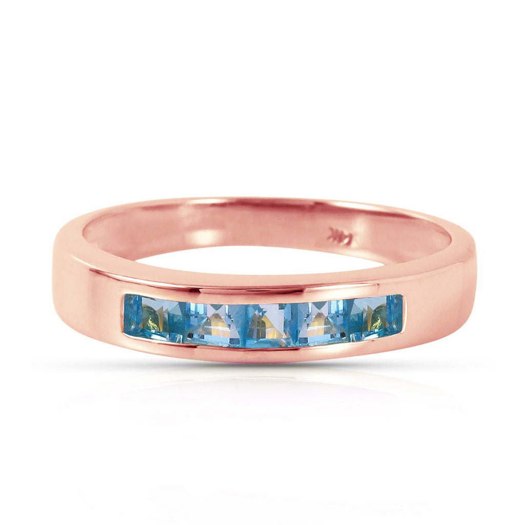 14K Rose Gold Rings Natural Blue Topaz Gemstone