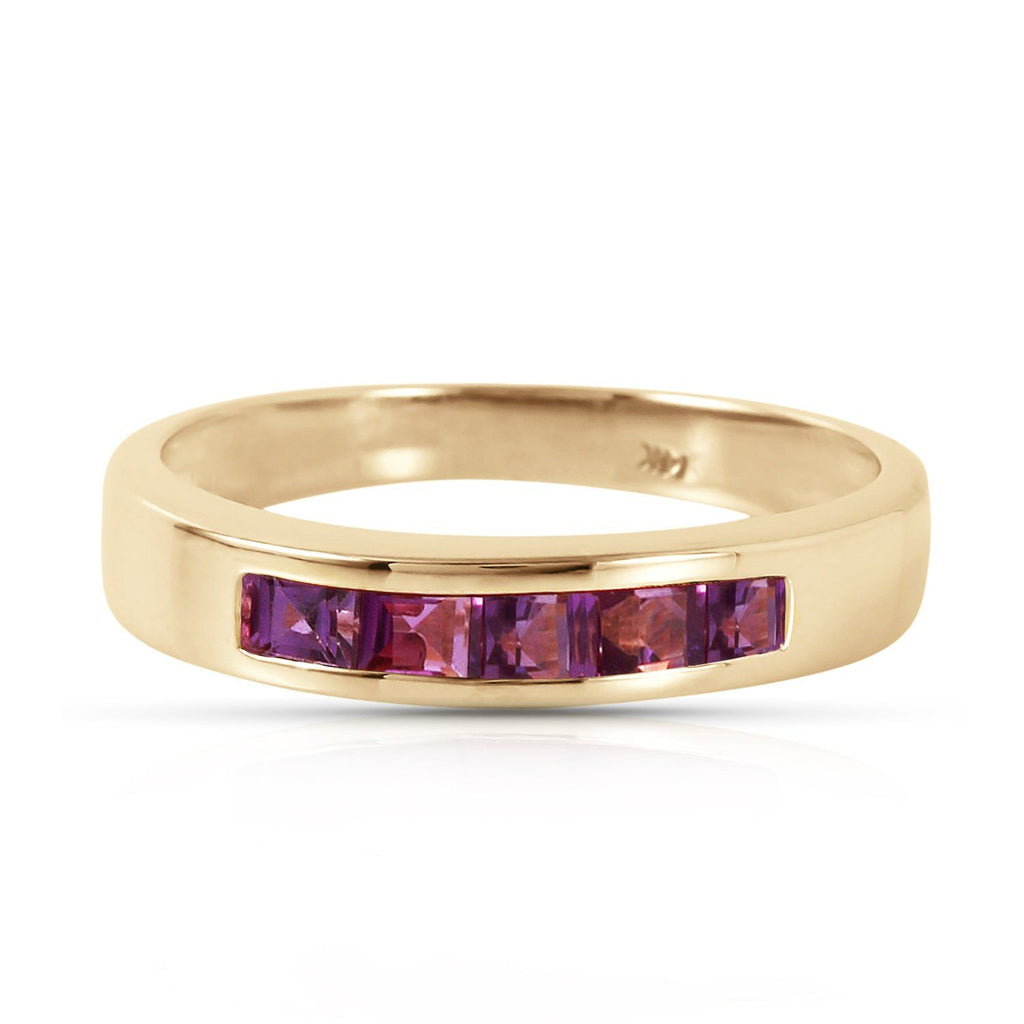 14K Rose Gold Rings Natural Purple Amethyst Certified