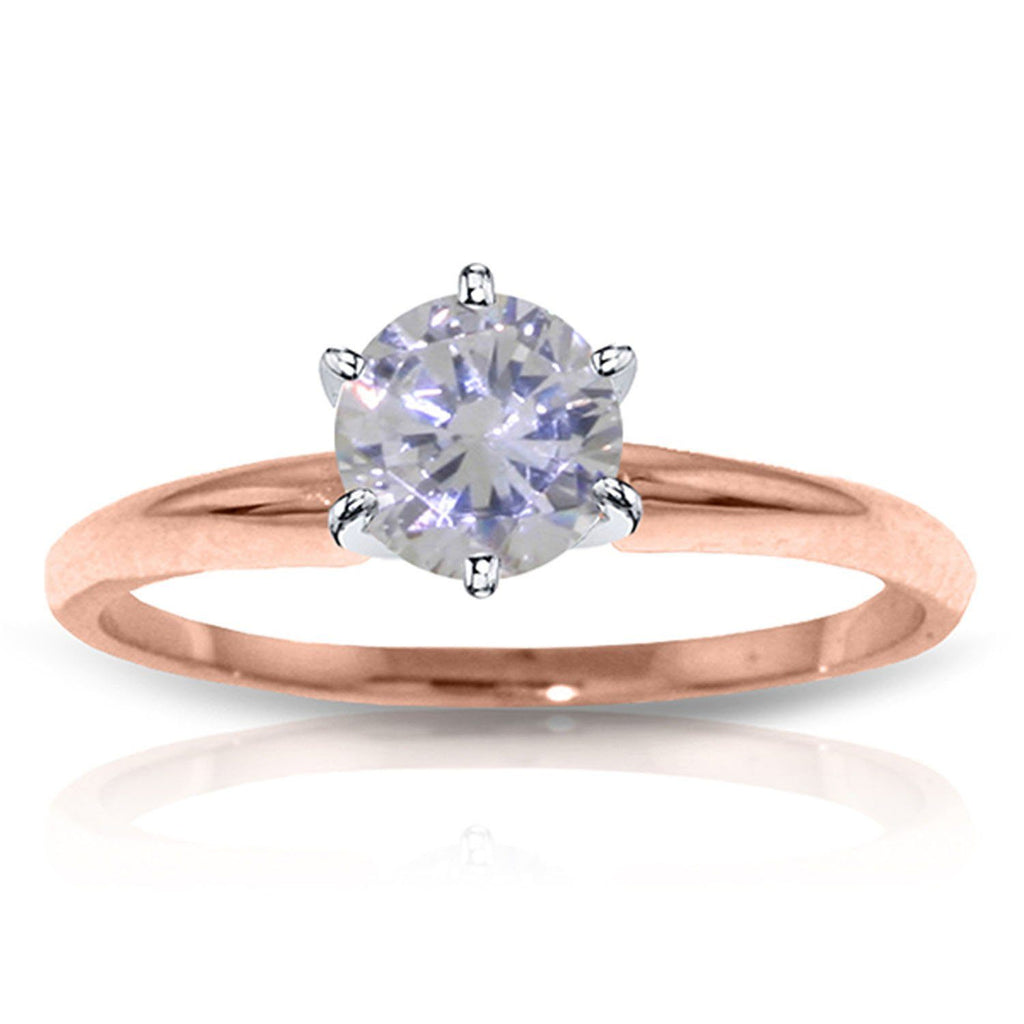 14K Rose Gold Solitaire Ring 0.75 Carat Natural Diamond Jewelry