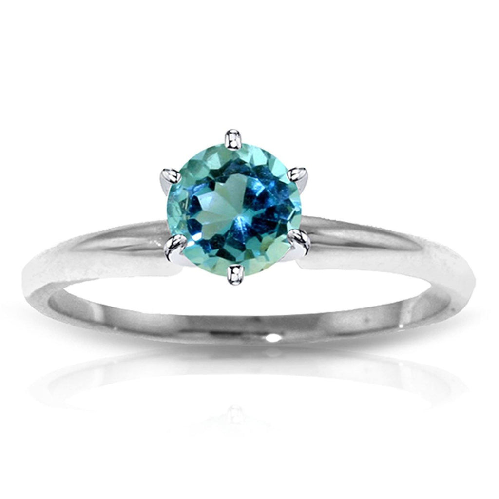 14K Rose Gold Solitaire Ring Natural Blue Topaz Jewelry