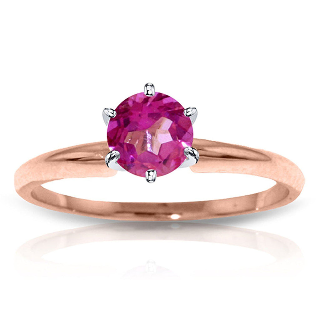 14K Rose Gold Solitaire Ring Natural Pink Topaz Certified