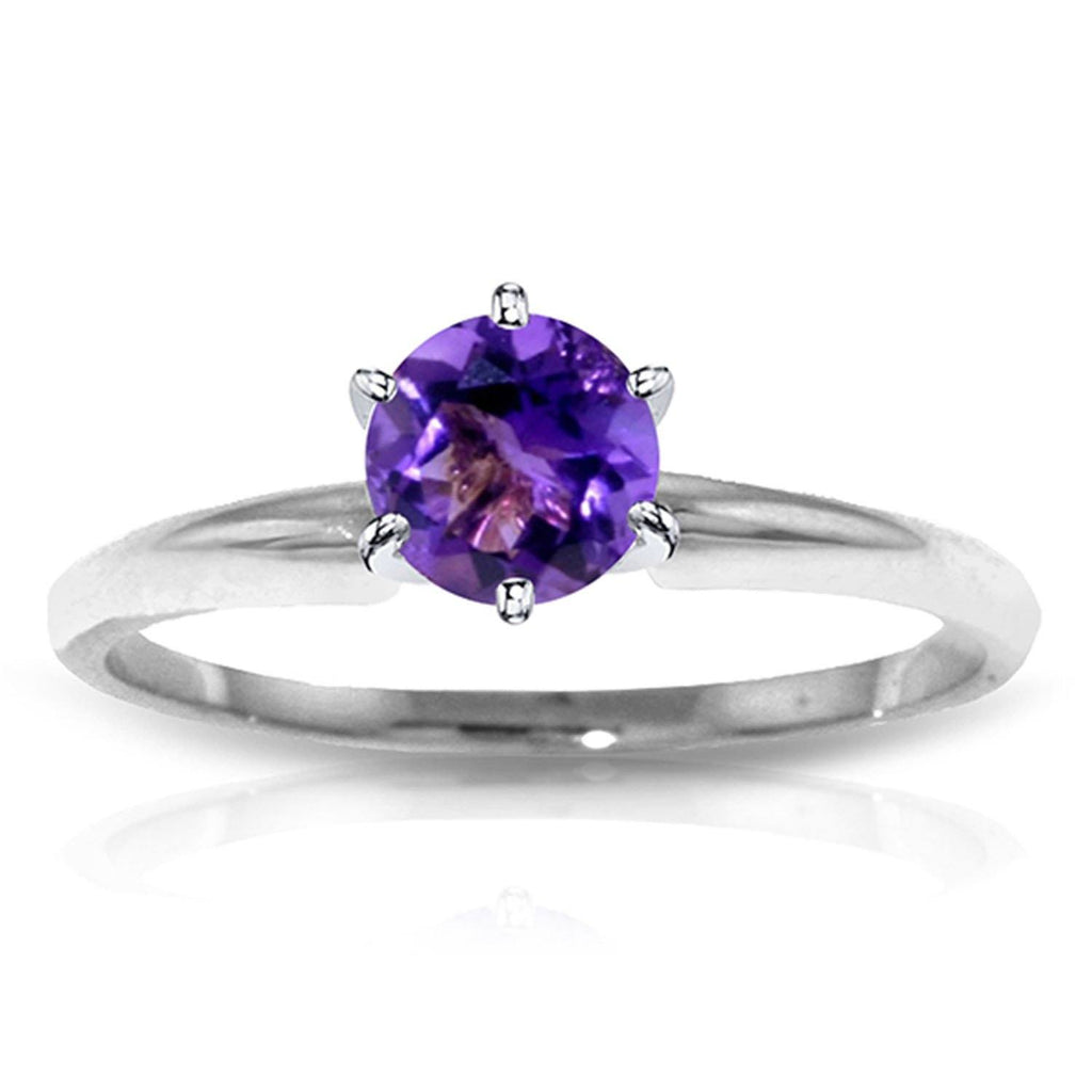 14K Rose Gold Solitaire Ring Natural Purple Amethyst Gemstone