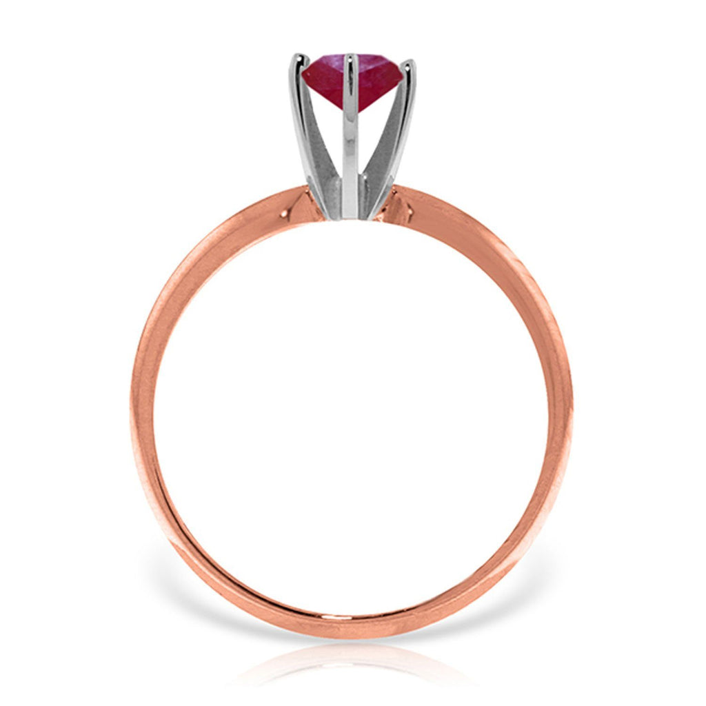 14K Rose Gold Solitaire Ring Natural Ruby Certified