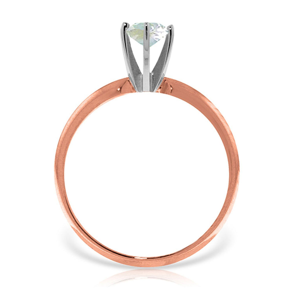 14K Rose Gold Solitaire Ring w/ Natural Aquamarine