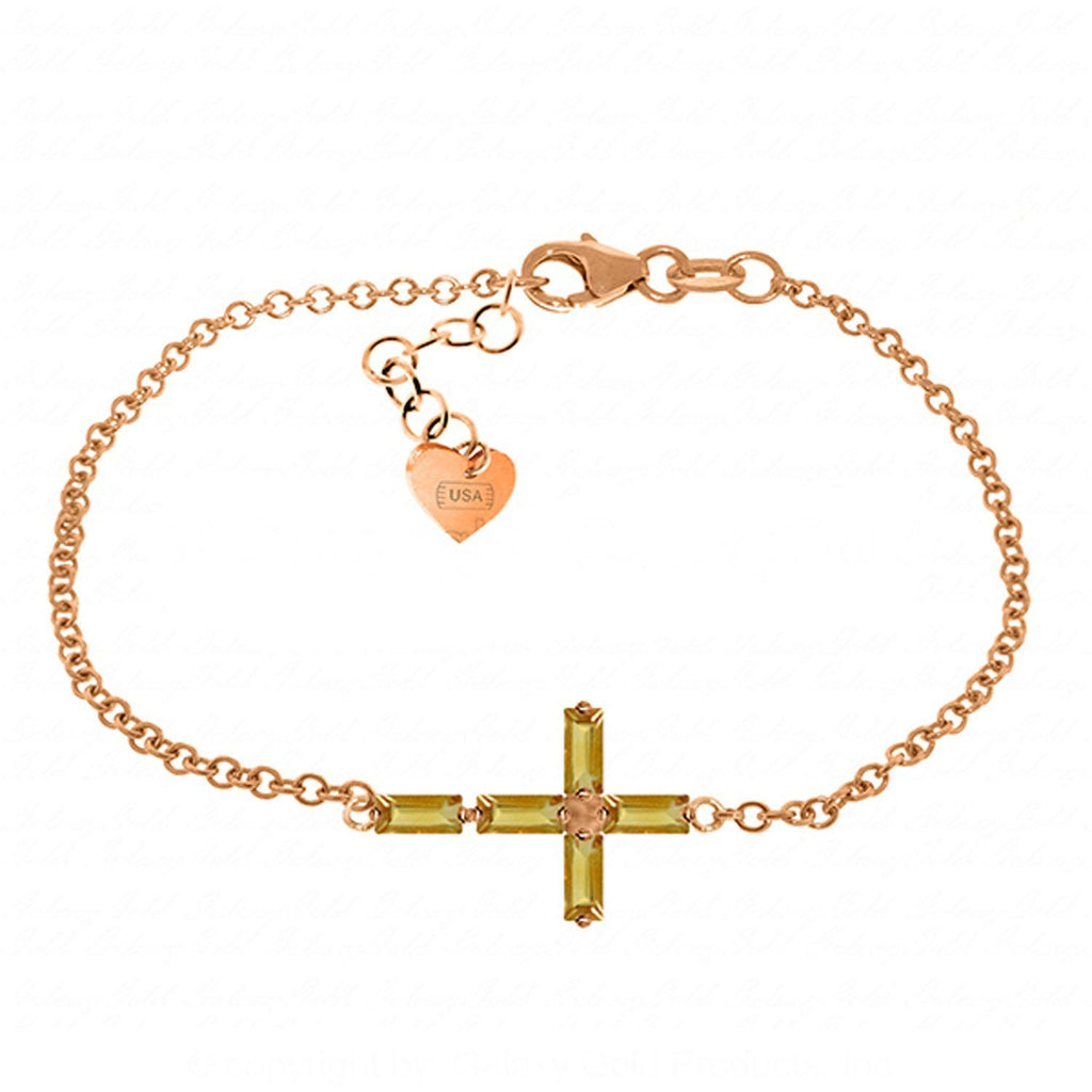 1.15 Carat 14K Gold Cross Bracelet Natural Citrine