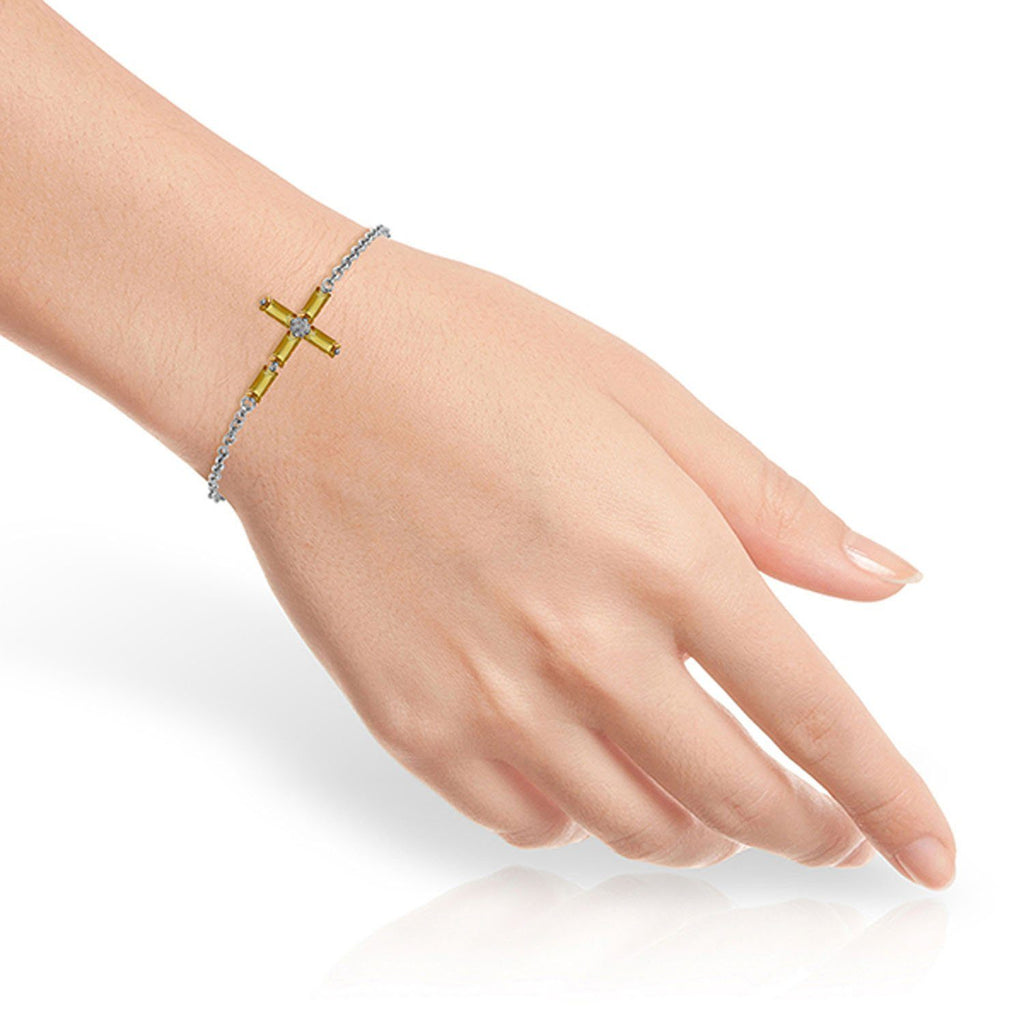 1.15 Carat 14K Gold Cross Bracelet Natural Citrine