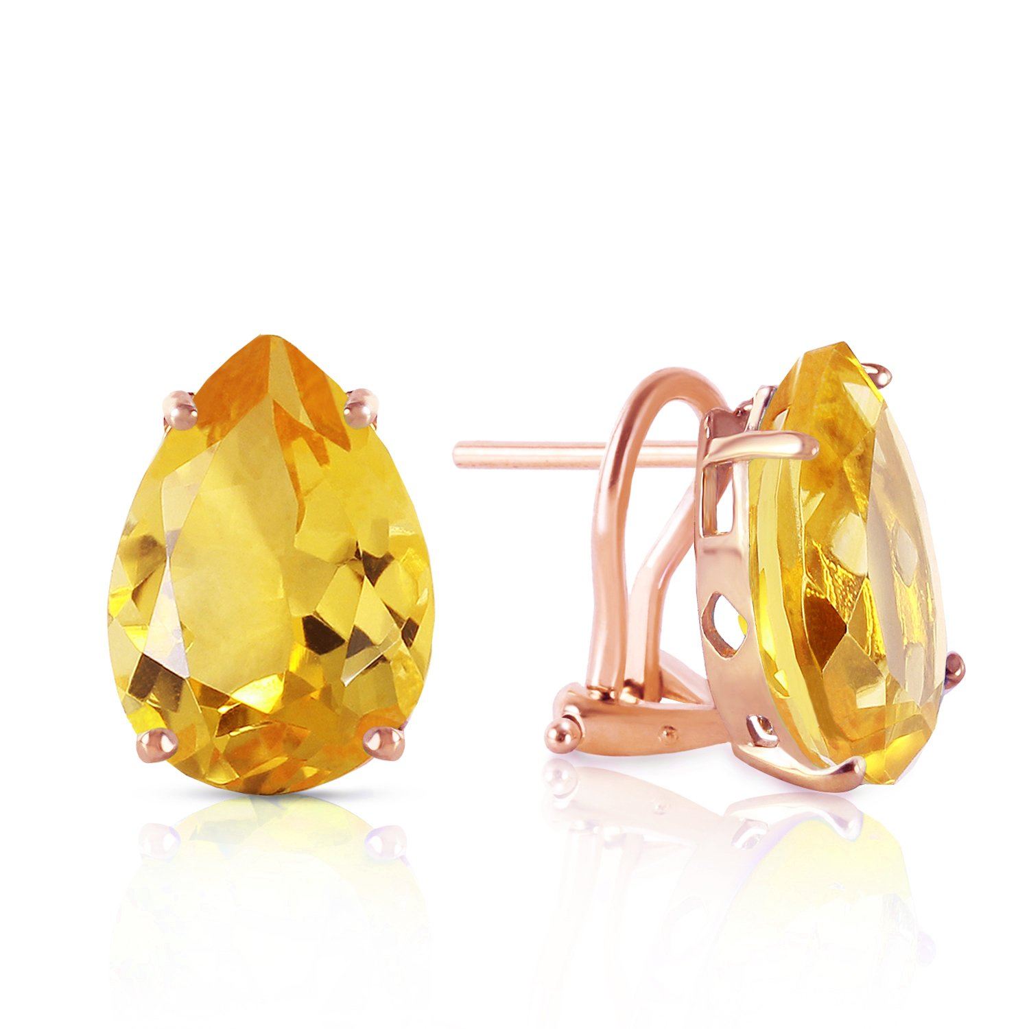 10 Carat 14K Rose Gold Pear Shape Citrine Earrings