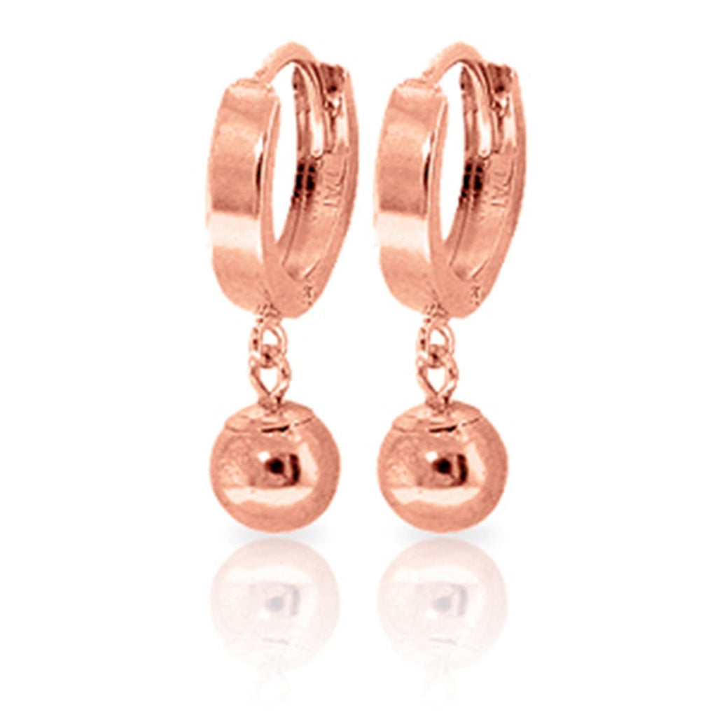 14K Gold Hoop Earrings Ball Dangling