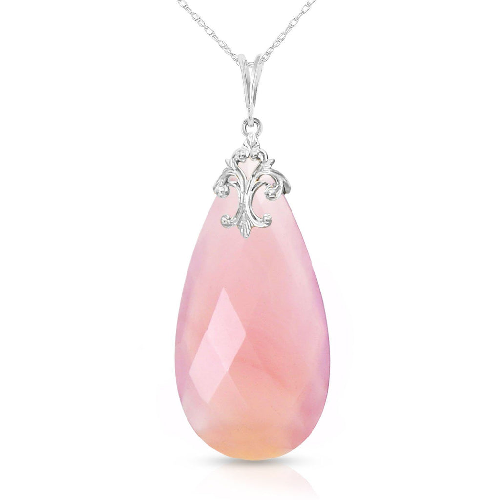 14K Rose Gold Necklace w/ Briolette 31x16 mm Pink Chalcedony