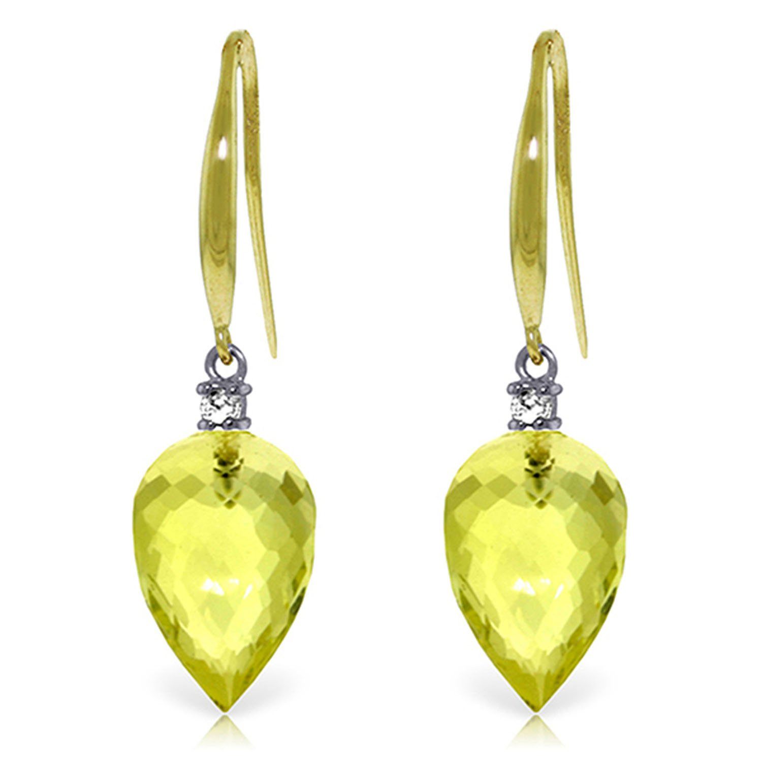 18.1 Carat 14K Gold Fish Hook Earrings Diamond Lemon Quartz For Sale | Gemtry | Gemtry 18.1 Carat 14K Gold Fish Hook Earrings Diamond Lemon Quartz For Sale | Gemtry | Gemtry