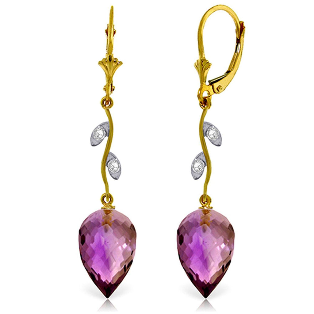 19.02 Carat 14K Rose Gold Diamond Drop Amethyst Earrings