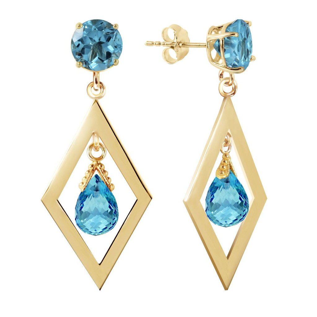 2.4 Carat 14K Gold Euphoria Blue Topaz Earrings