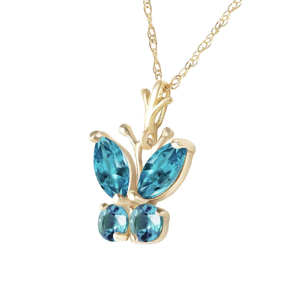 0.6 Carat 14K White Gold Butterfly Necklace Blue Topaz