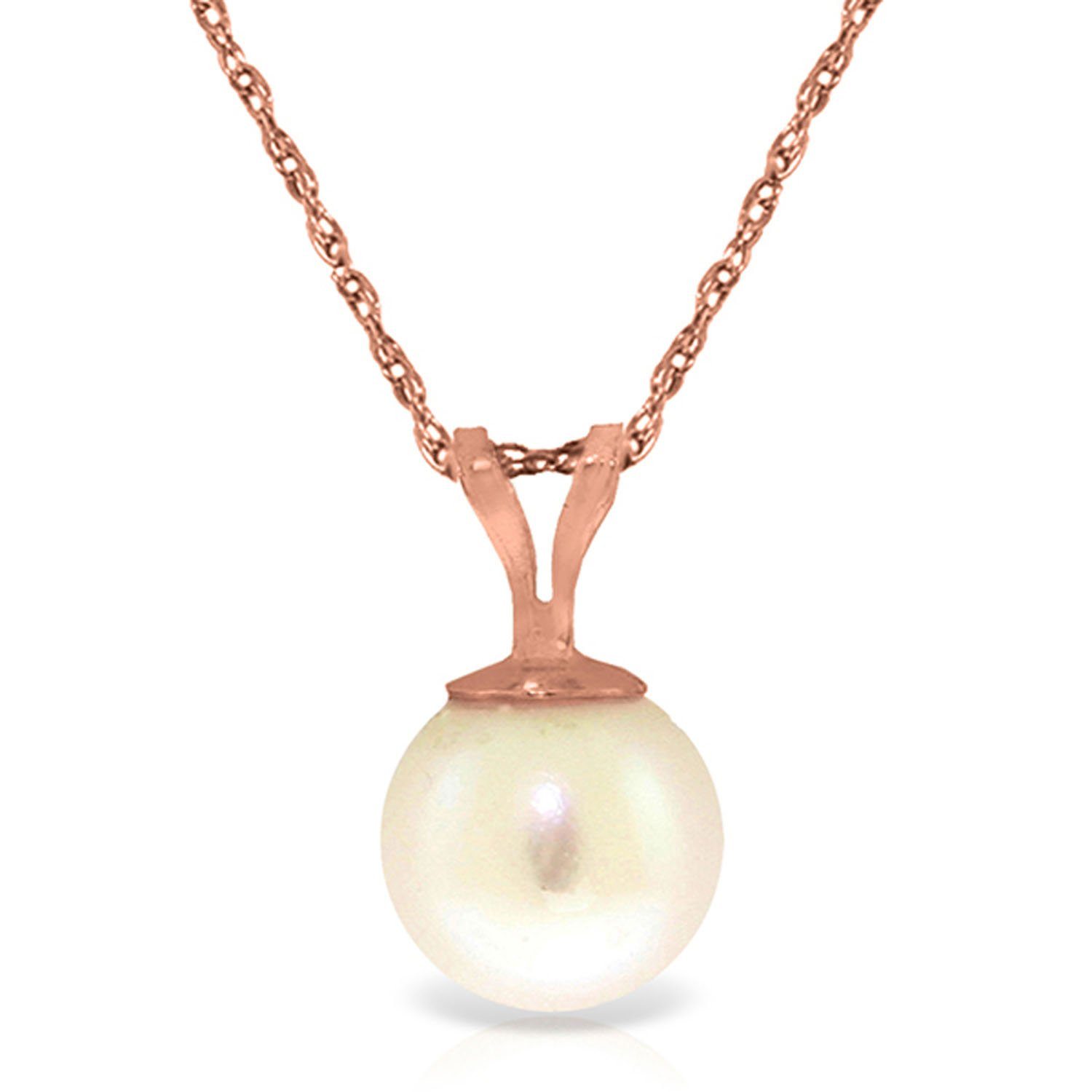 14K Rose Gold Natural Pearl Necklace Jewelry - Main Image