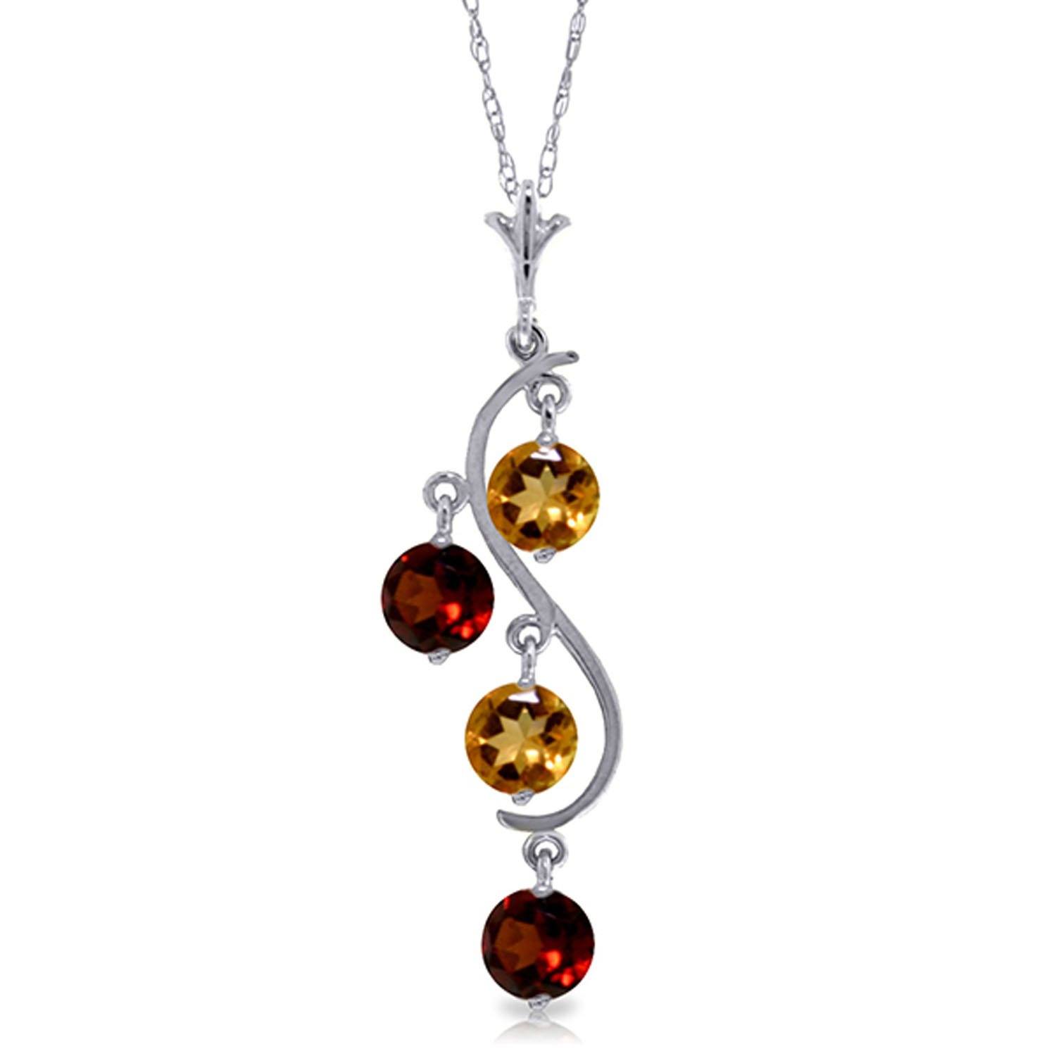 Carat 14K Gold Necklace Natural Citrine Garnet