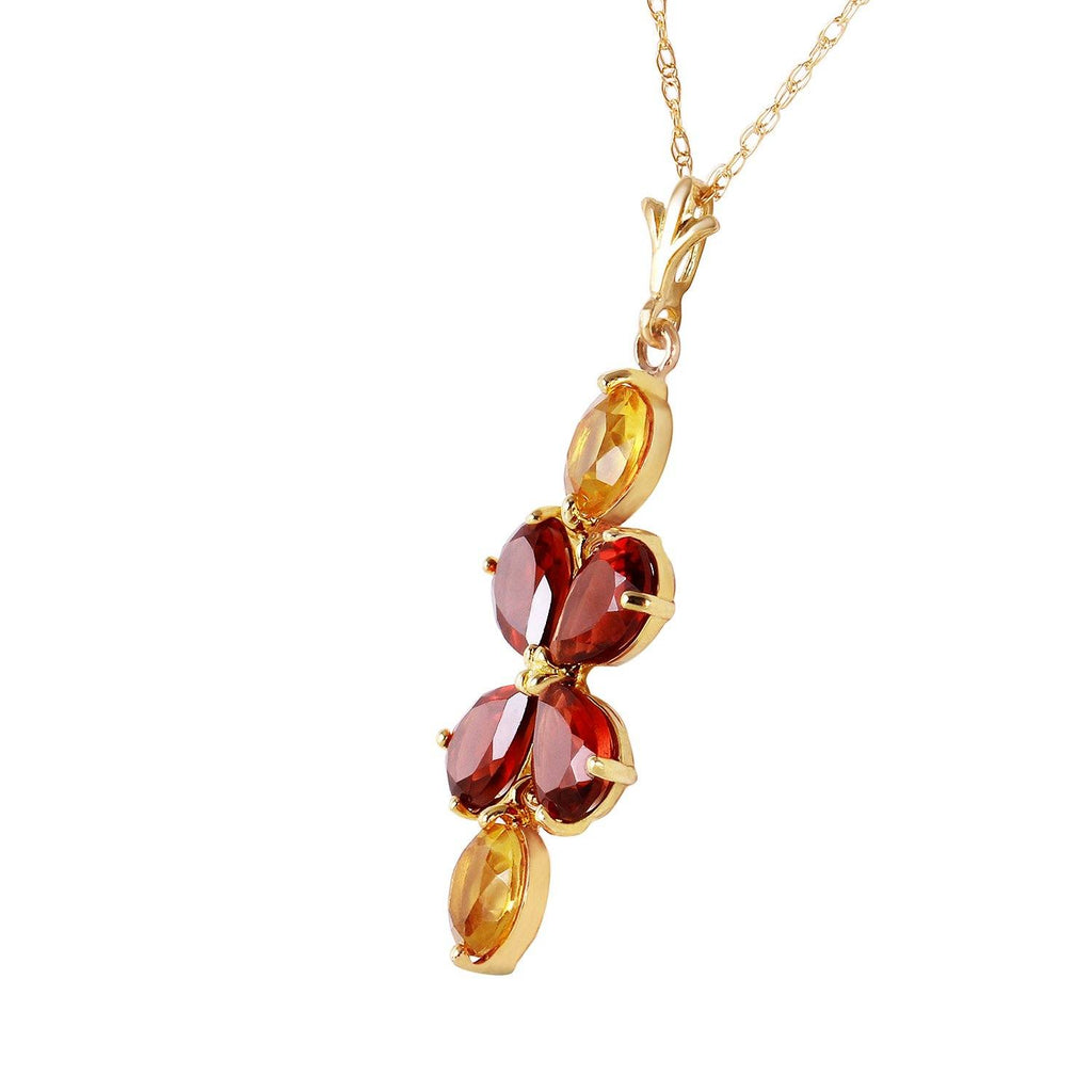 3.15 Carat 14K Rose Gold Necklace Garnet Citrine