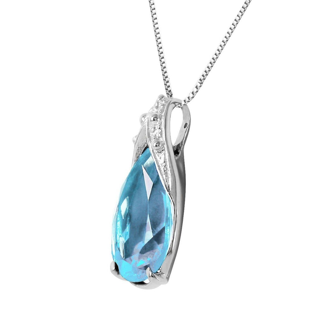 6 Carat 14K White Gold Place To Stand Blue Topaz Necklace