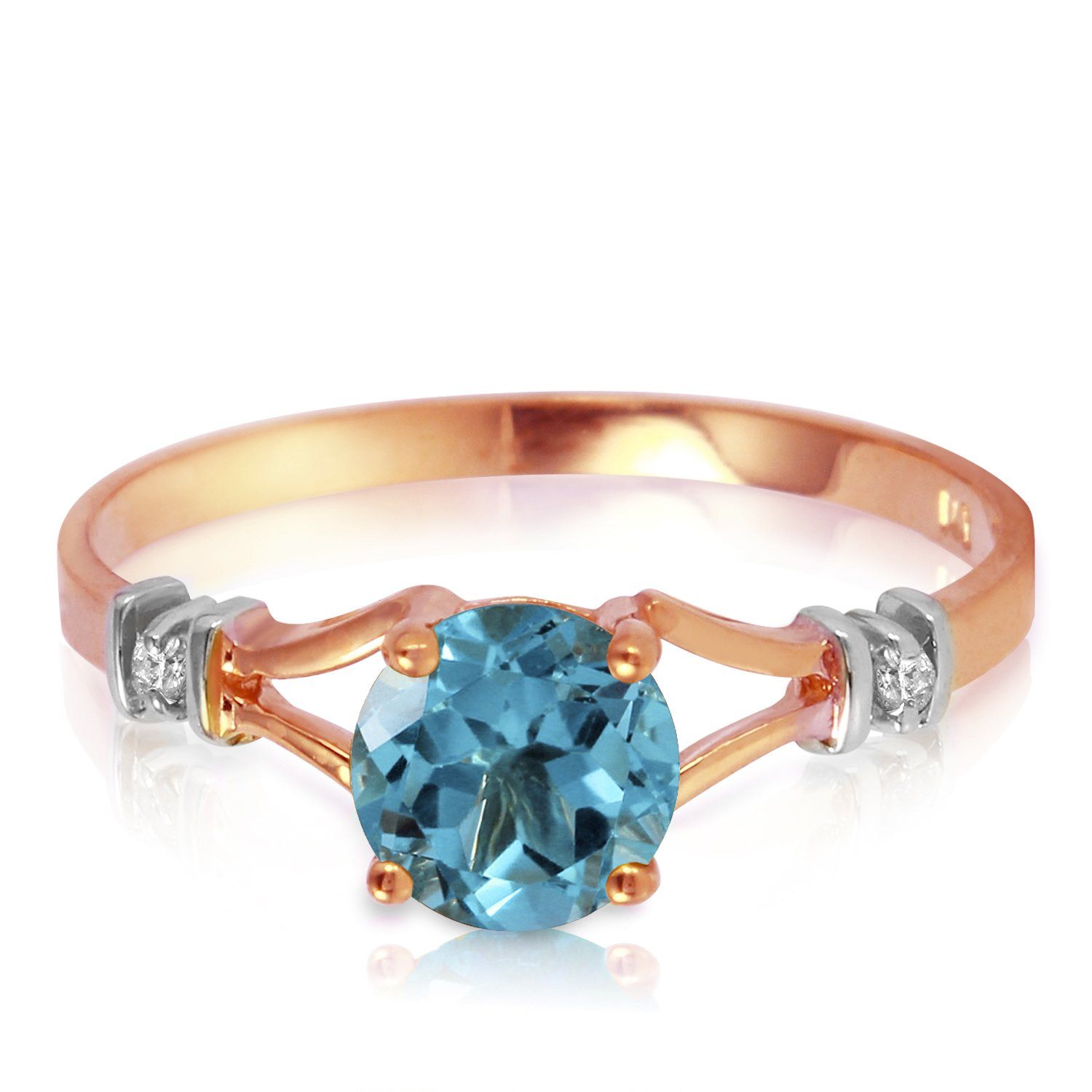 Carat 14K Rose Gold Cathy Blue Topaz Diamond Ring