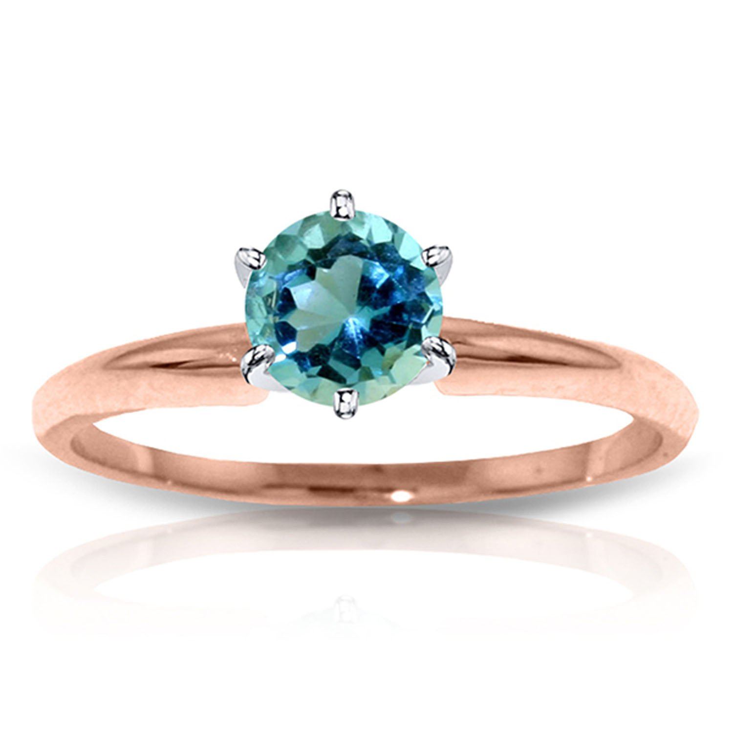14K Rose Gold Solitaire Ring Natural Blue Topaz Jewelry Gemtry