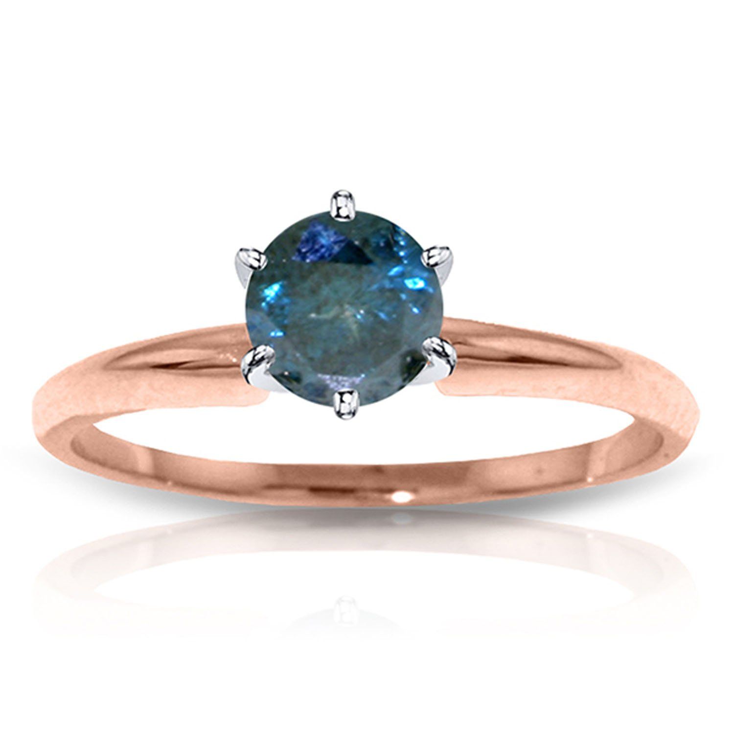 14K Rose Gold Solitaire Ring w/ Carat Natural Blue Diamond